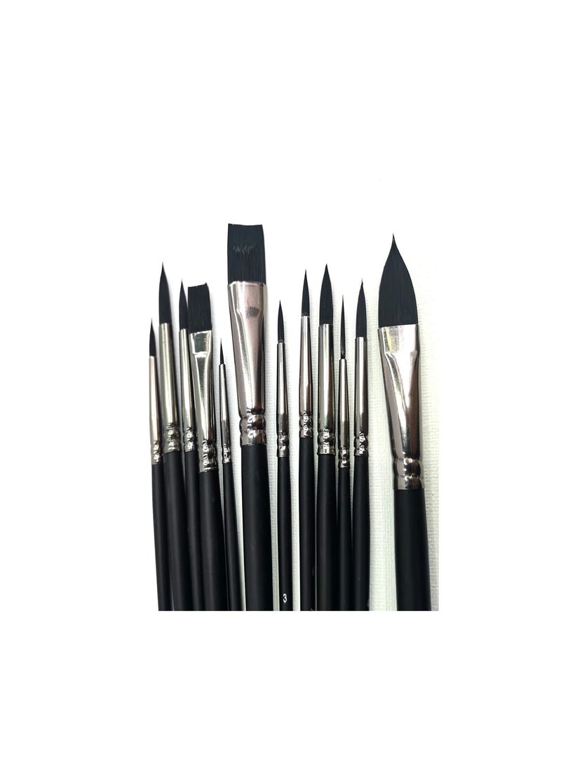 Worison 12 Style Shape Nylon Hair Artist Painting Brushes 12 Piece/Set Flat Watercolor Oil Paint Brush  - Image 2