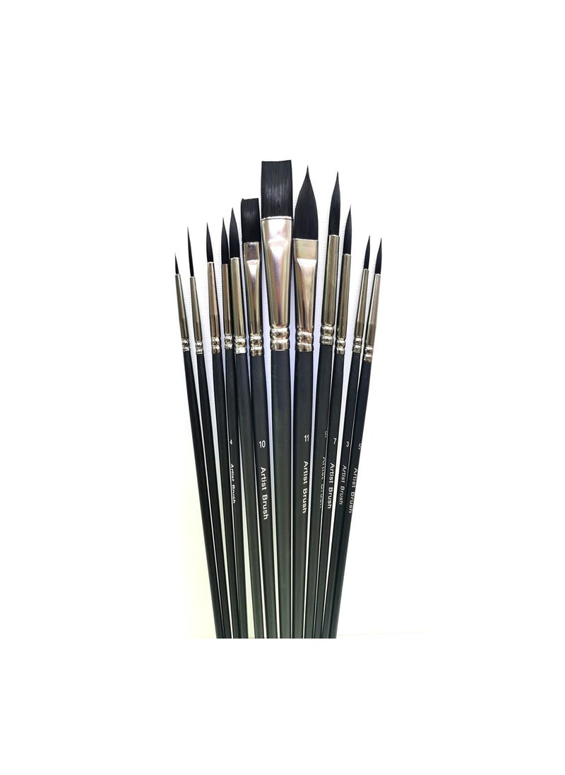 Worison 12 Style Shape Nylon Hair Artist Painting Brushes 12 Piece/Set Flat Watercolor Oil Paint Brush  - Image 5