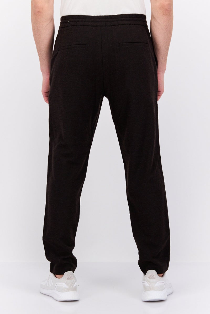 Scotch & Soda Men Tapered Fit Solid Jogger Pants, Dark Brown - Image 2