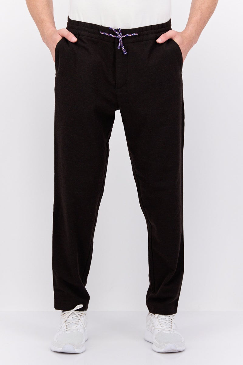Scotch & Soda Men Tapered Fit Solid Jogger Pants, Dark Brown - Image 1