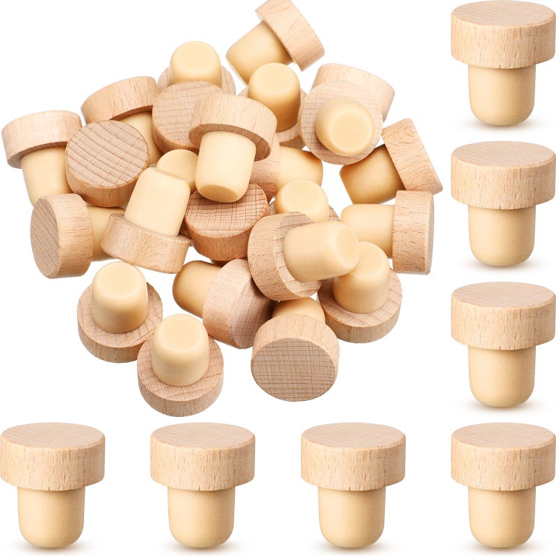 Yalikop Yalikop 24 Pcs T Shaped Cork Plugs Reusable Wooden  Rubber Wine  Beer Bottle Stoppers 