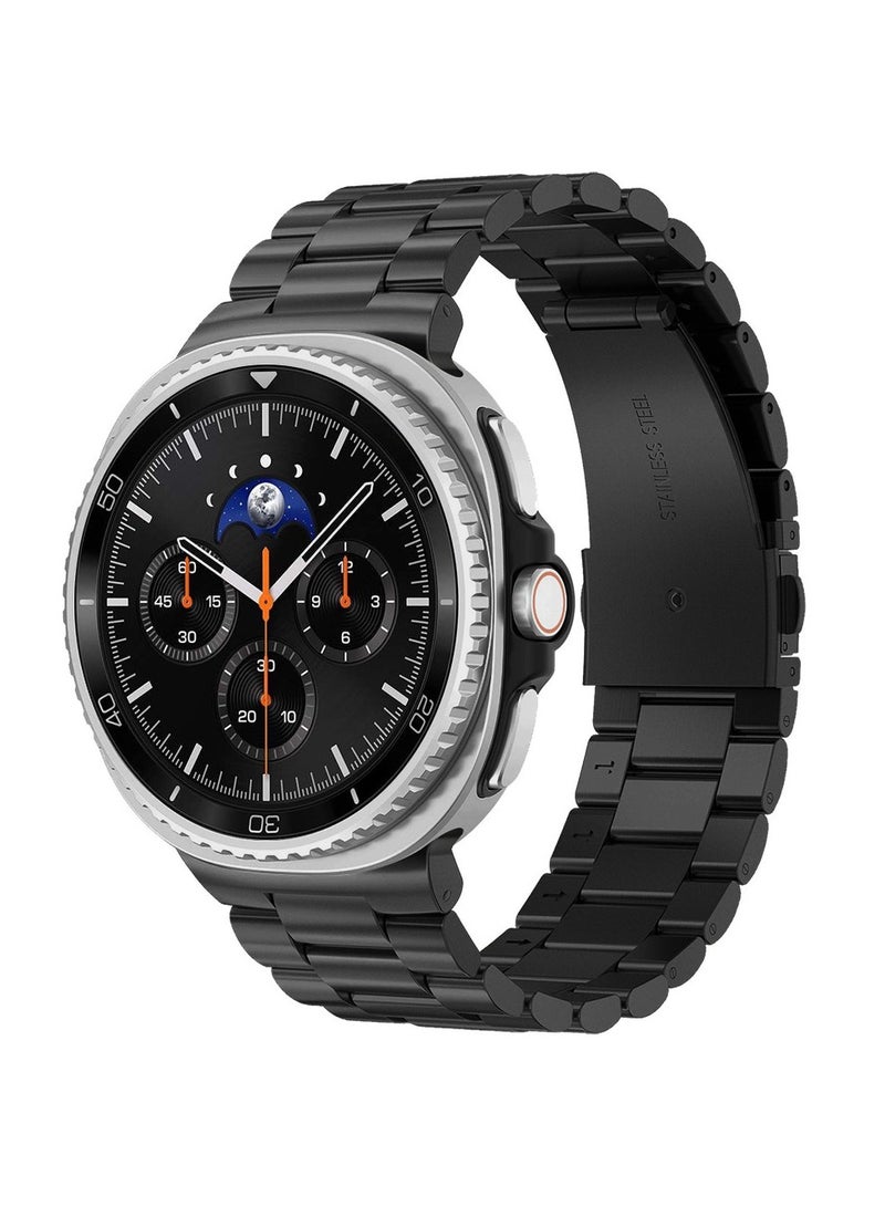 Metal Band Compatible with Samsung Galaxy Watch 8 40mm 44mm/8 Classic 46mm(2025),Stainless Steel Strap with Secure Clasp,Men's Rugged Stylish Wristband,Black - Image 1