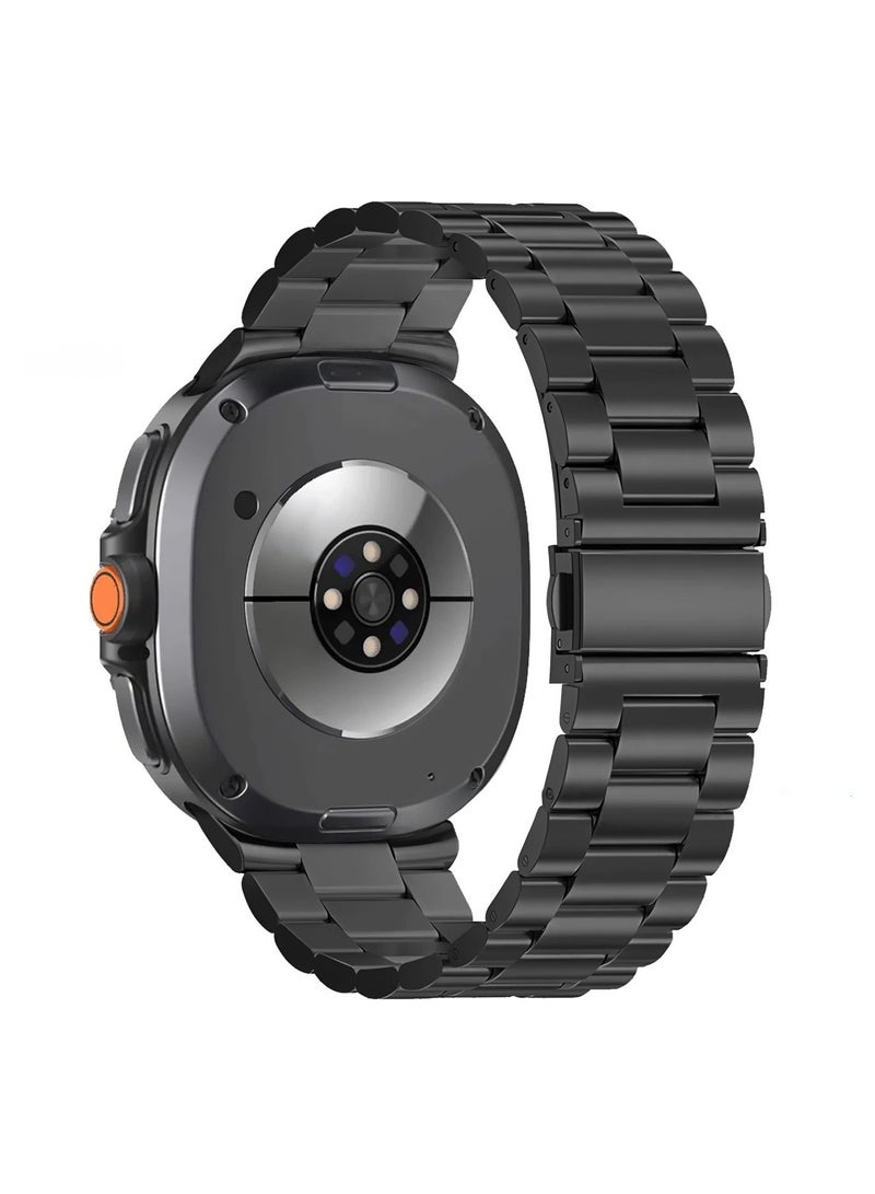 Metal Band Compatible with Samsung Galaxy Watch 8 40mm 44mm/8 Classic 46mm(2025),Stainless Steel Strap with Secure Clasp,Men's Rugged Stylish Wristband,Black - Image 2