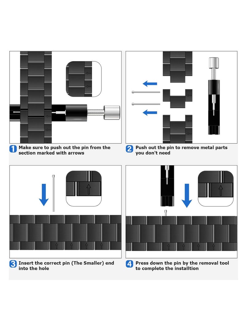 Metal Band Compatible with Samsung Galaxy Watch 8 40mm 44mm/8 Classic 46mm(2025),Stainless Steel Strap with Secure Clasp,Men's Rugged Stylish Wristband,Black - Image 5