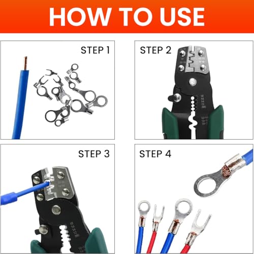 Serplex® 320Pcs Wire Terminals Connectors with Electrical Crimping Tool, Non Insulated Ring Terminals & Fork Terminals Assorted Sizes Wire Terminals Universal Electric Wiring Tools - Image 4
