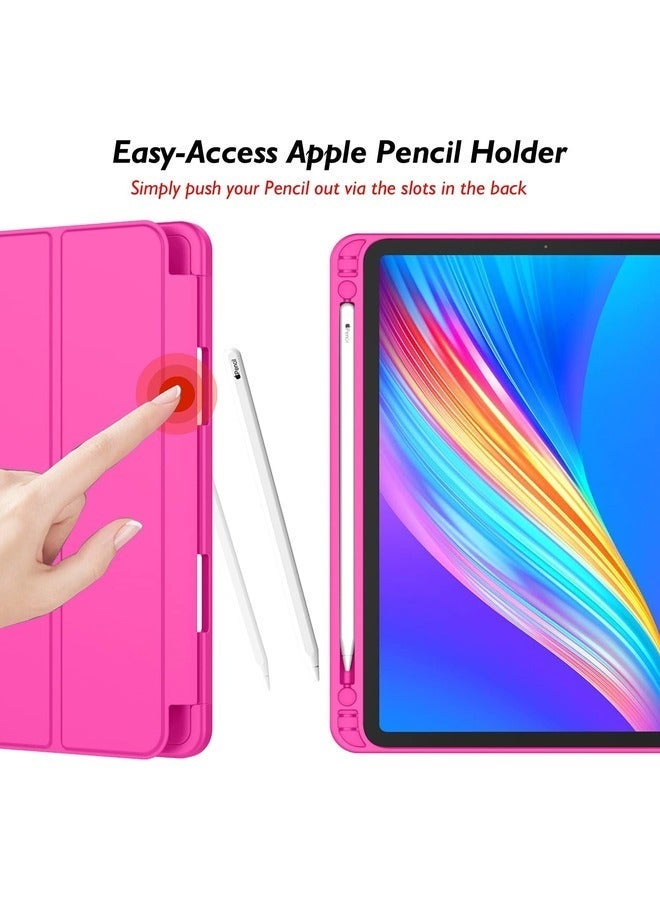 راكسوم جراب ذكي ثلاثي الطيات باللون الأحمر الوردي لجهاز iPad Pro مقاس 11 بوصة (2022/2021) - مع حامل قلم رصاص، وظهر ناعم من مادة TPU، وخاصية الإيقاظ/السكون التلقائي، ودعم شحن القلم الرصاص - Image 4