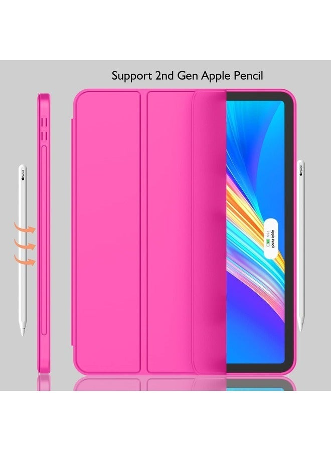 راكسوم جراب ذكي ثلاثي الطيات باللون الأحمر الوردي لجهاز iPad Pro مقاس 11 بوصة (2022/2021) - مع حامل قلم رصاص، وظهر ناعم من مادة TPU، وخاصية الإيقاظ/السكون التلقائي، ودعم شحن القلم الرصاص - Image 3