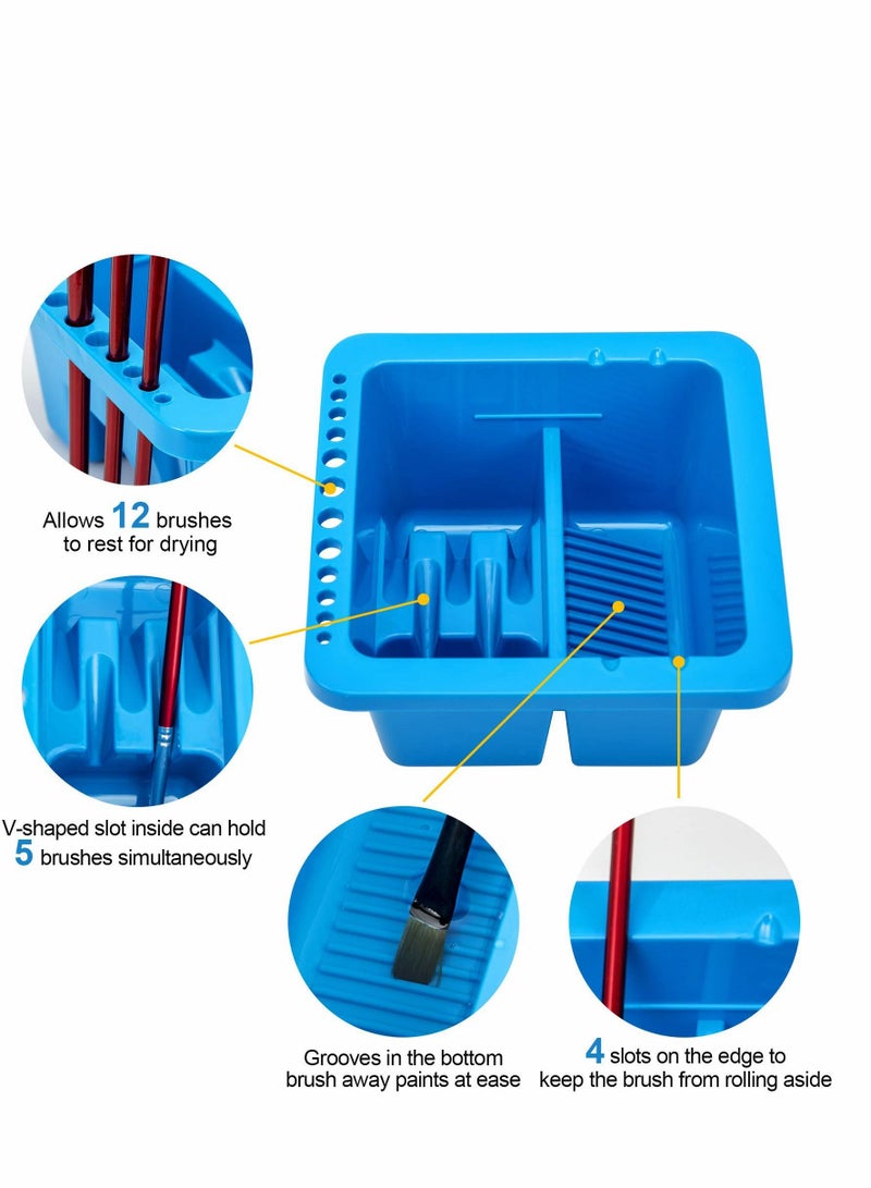 Excefore Paint Brush Cleaner, Paint Brush Holder and Organizers for Acrylic, Watercolor, and Water-Based Paints (Blue) - Image 2