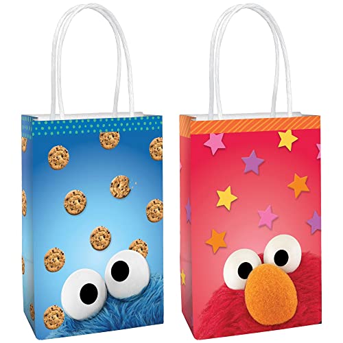 Amscan Multicolor Everyday Sesame Street Create Your Own Paper Bag with Add-ons (Pack of 8) - 8.25" x 5" x 3.25" - Perfect for Kids' Parties & Gifts - Image 1
