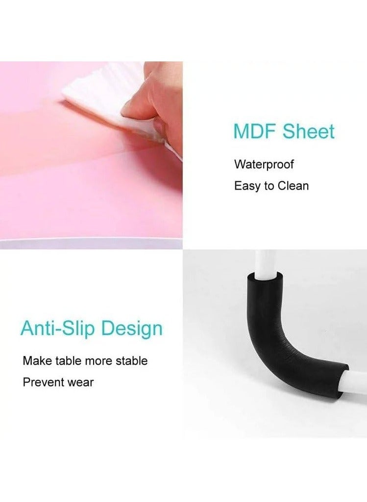 Meetion Portable Folding Laptop Desk for Bed，With iPad and Cup Holder Adjustable Lap Tray Notebook Stand， Foldable Non-Slip Legs Reading Table Tray for working，studying，camping 60x40x28cm Pink - Image 5