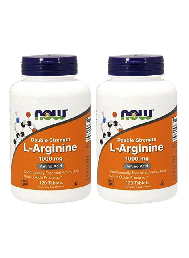 Now Foods 2-Piece Doluble Strength L-Arginine 1000 mg Dietary Supplement - 120 Tablets - Image 1