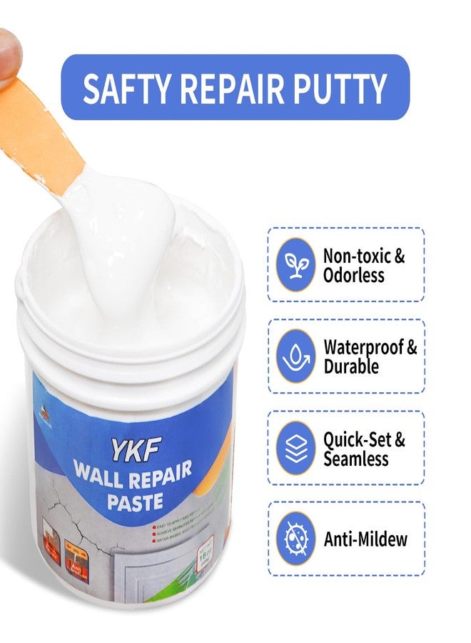 YKF Drywall Patch Repair Kit, 18 Oz Spackle Wall Repair Putty Paste with Scraper, Wall Mending Agent, Quick and Easy Solution to Fill Wall Surface Holes, Crack Damages, Plaster Dent & Wood Scratch - Image 2