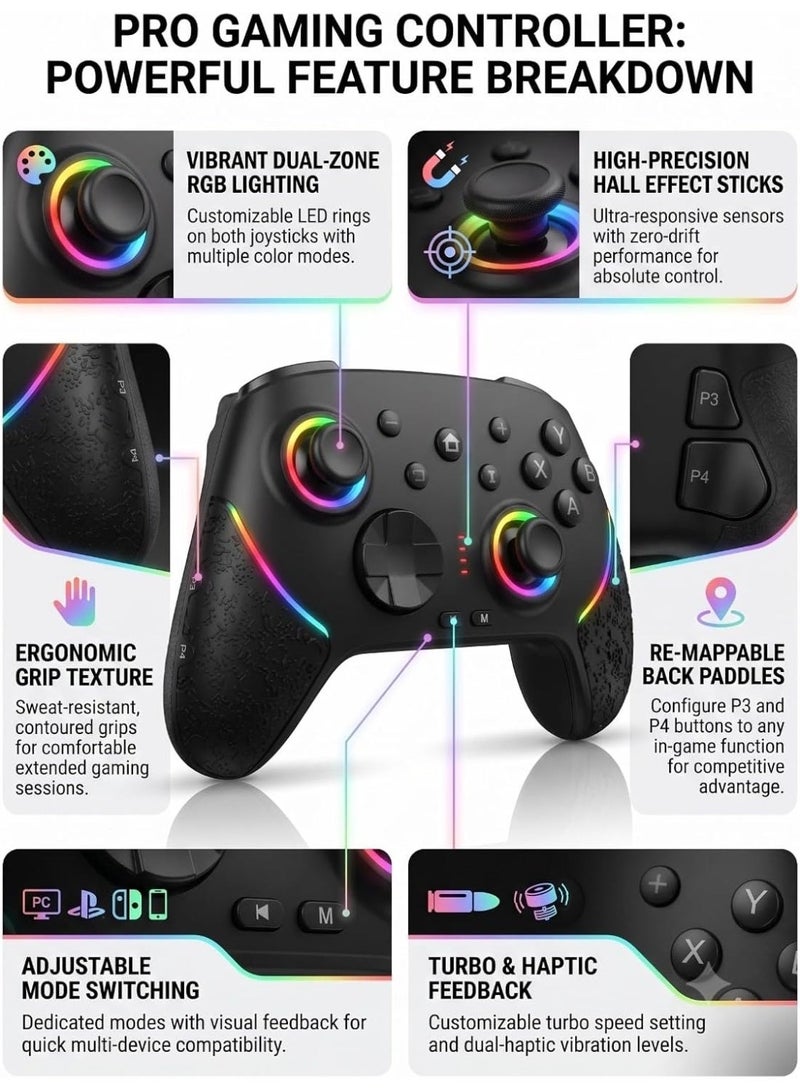 كوجار وحدة تحكم ألعاب لاسلكية COUGAR-EGY K22 سوداء مع إضاءة RGB وعصي تأثير هول - Image 5