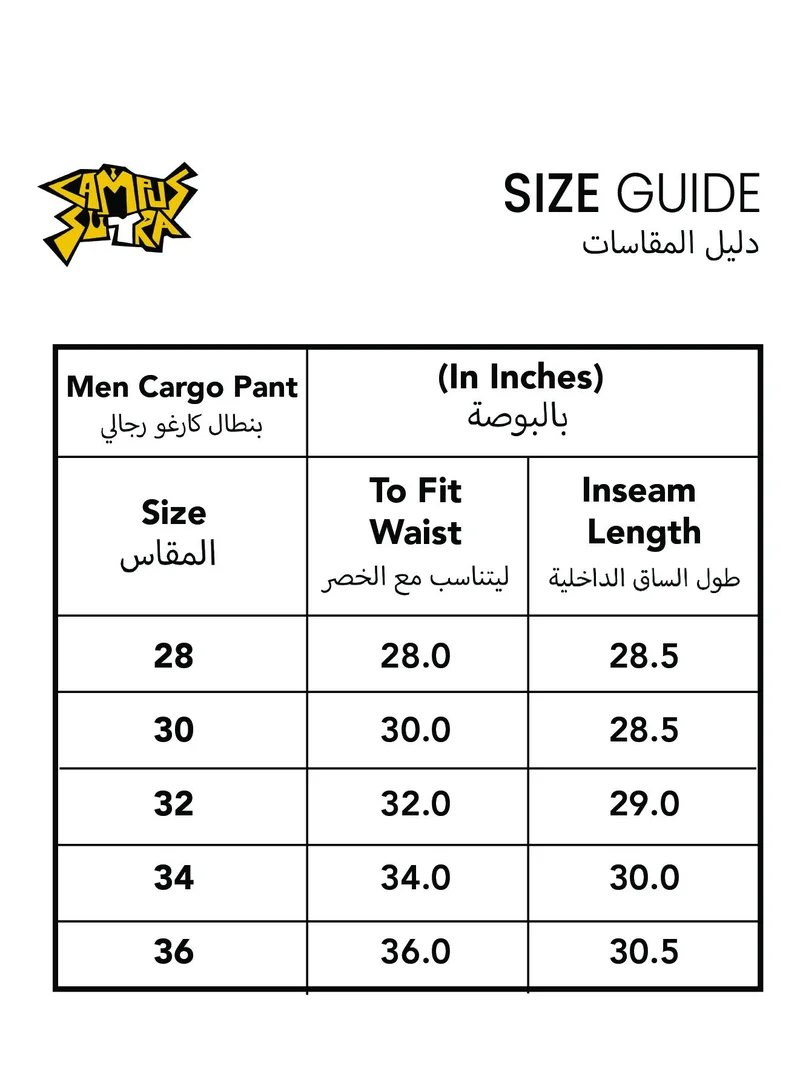 Campus Sutra Men's Egg White Cuffed Hem Cargo Trousers