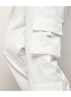 Campus Sutra Men's Egg White Cuffed Hem Cargo Trousers 