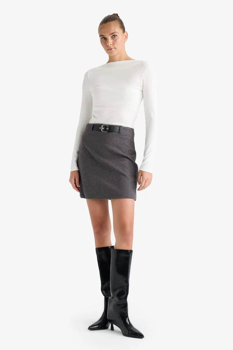 Defacto A Cut Lined High Waist Skirt