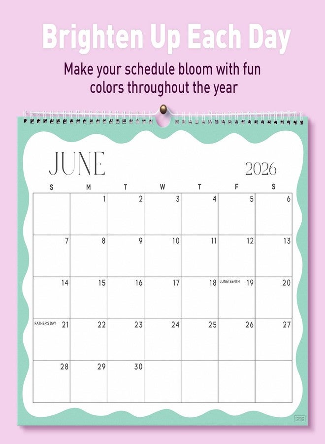 Sweetzer & Orange S&O Modern Wavy Wall Calendar from January 2026-June 2027 - Tear-Off Monthly Calendar - 18 Month Academic Wall Planner - Hanging Organizer to Track Anniversaries & Appointments - 13.5"x10.5”in - Image 5