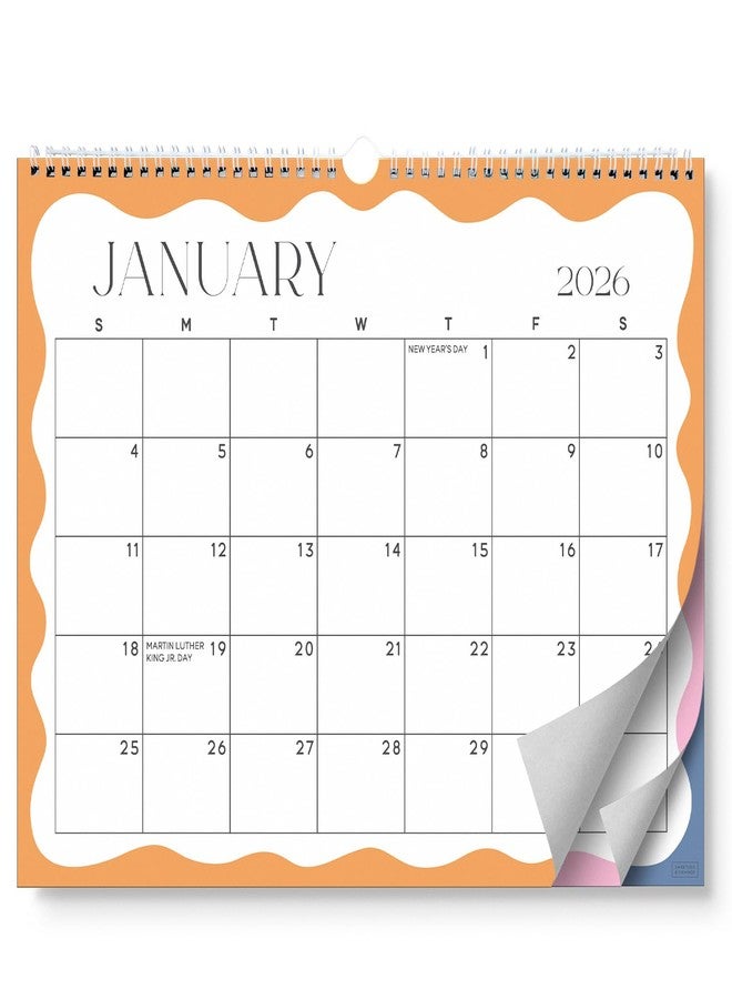 Sweetzer & Orange S&O Modern Wavy Wall Calendar from January 2026-June 2027 - Tear-Off Monthly Calendar - 18 Month Academic Wall Planner - Hanging Organizer to Track Anniversaries & Appointments - 13.5"x10.5”in - Image 1