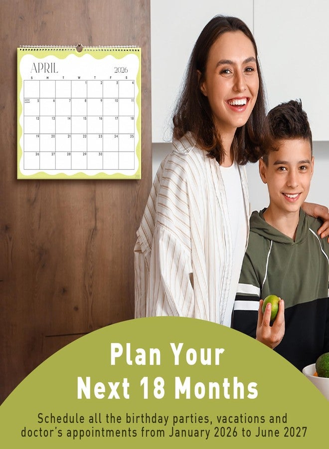 Sweetzer & Orange S&O Modern Wavy Wall Calendar from January 2026-June 2027 - Tear-Off Monthly Calendar - 18 Month Academic Wall Planner - Hanging Organizer to Track Anniversaries & Appointments - 13.5"x10.5”in - Image 4