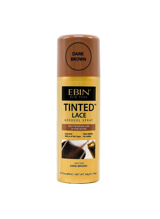 EBIN NEW YORK Tinted Lace Spray - Dark Brown 2.7oz/ 80ml, Quick dry, Water Resistant, No Residue, High pigmentation, Even Spray, Matching Skin Tone, Natural Look, Tinted Spray for Wig - Image 1