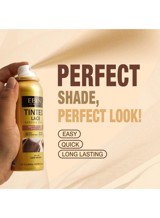 EBIN NEW YORK Tinted Lace Spray - Dark Brown 2.7oz/ 80ml, Quick dry, Water Resistant, No Residue, High pigmentation, Even Spray, Matching Skin Tone, Natural Look, Tinted Spray for Wig - Image 3