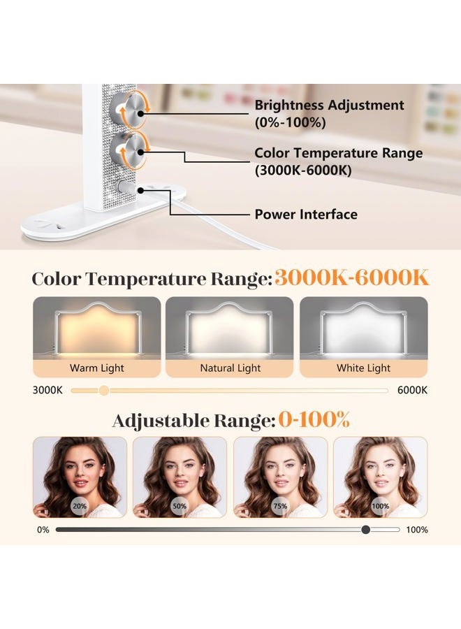 Yokilly Arc Half Moon Light: 34" Shadowless Half Moon Light for Living Room Desk - Foldable LED Desk Lamp with Continuous Brightness for Manicurist (White) - Image 3