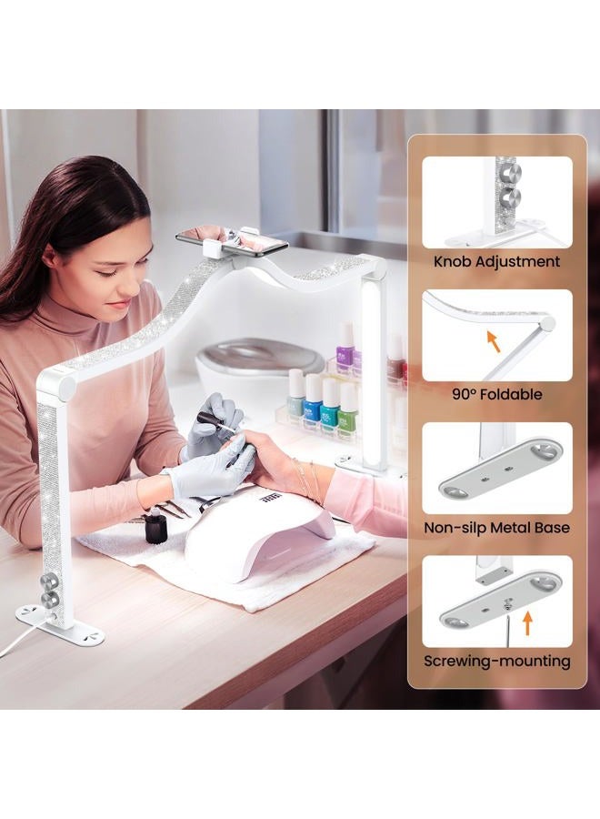 Yokilly Arc Half Moon Light: 34" Shadowless Half Moon Light for Living Room Desk - Foldable LED Desk Lamp with Continuous Brightness for Manicurist (White) - Image 5