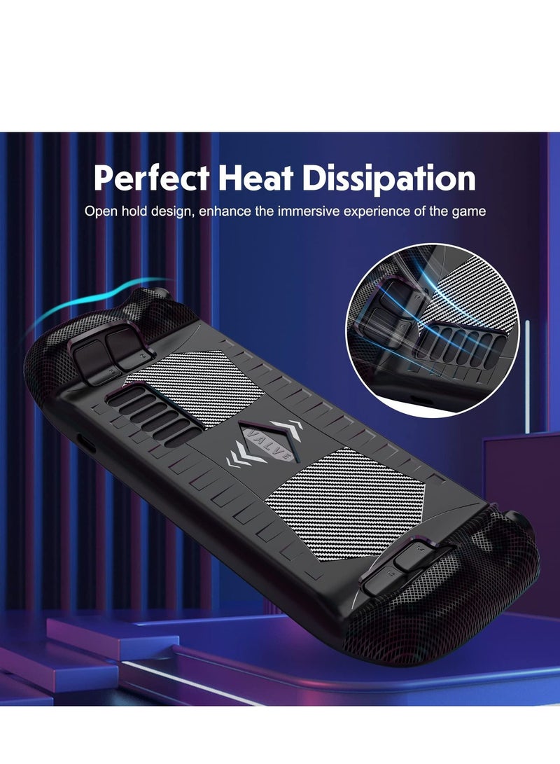 KASTWAVE Protective Case for Steam Deck, Protective Cover Case Compatible with Steam Deck, Shock-Absorption, Non-Slip and Anti-Scratch Design Cover Protector, Handheld Protective Case (Black)  - Image 5