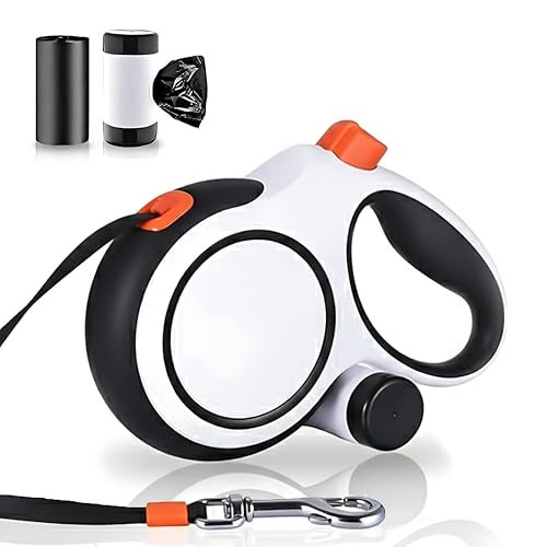 LULUPET 26Ft Heavy Duty Retractable Dog Leash with Dispenser and Poop Bags, for Small, Medium & Large Dogs Up to 110Lbs, 360° Tangle-Free Design and a Durable Chrome Plated Hook - Image 1
