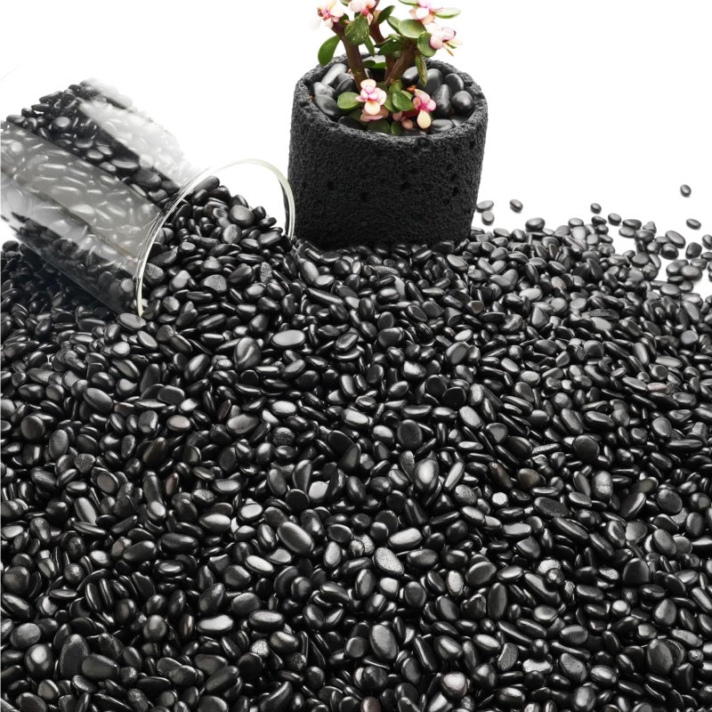 NUPICK 3lb River Rocks for Plants Indoor, 1/5 Inch Black Pebbles for Vases Fillers, Decorative Pea Gravel for Fish Tank, Natural Polished Stones for Succulent, Bonsai, Landscaping, Bird Baths - Image 1