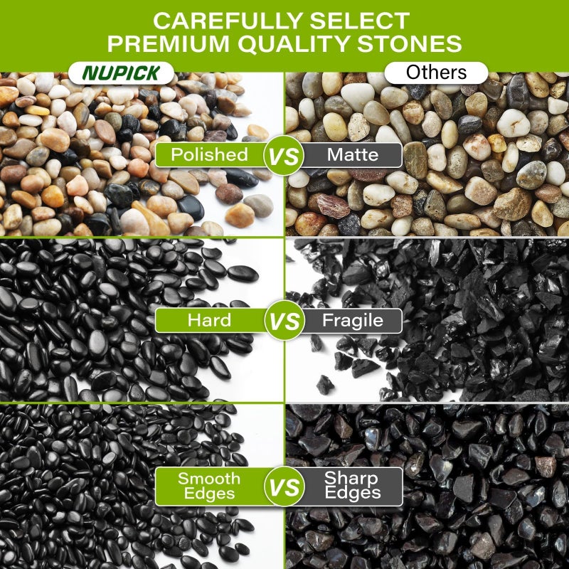 NUPICK 3lb River Rocks for Plants Indoor, 1/5 Inch Black Pebbles for Vases Fillers, Decorative Pea Gravel for Fish Tank, Natural Polished Stones for Succulent, Bonsai, Landscaping, Bird Baths - Image 3
