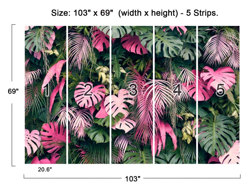 Cliouar-Wall Mural Wallpaper for Bedroom Living Room 3D Mural Monstera Tropical Plant Green Plant Banana Leaf Palm Leaf 103" x 69" (Not Self-Adhesive) - Image 4