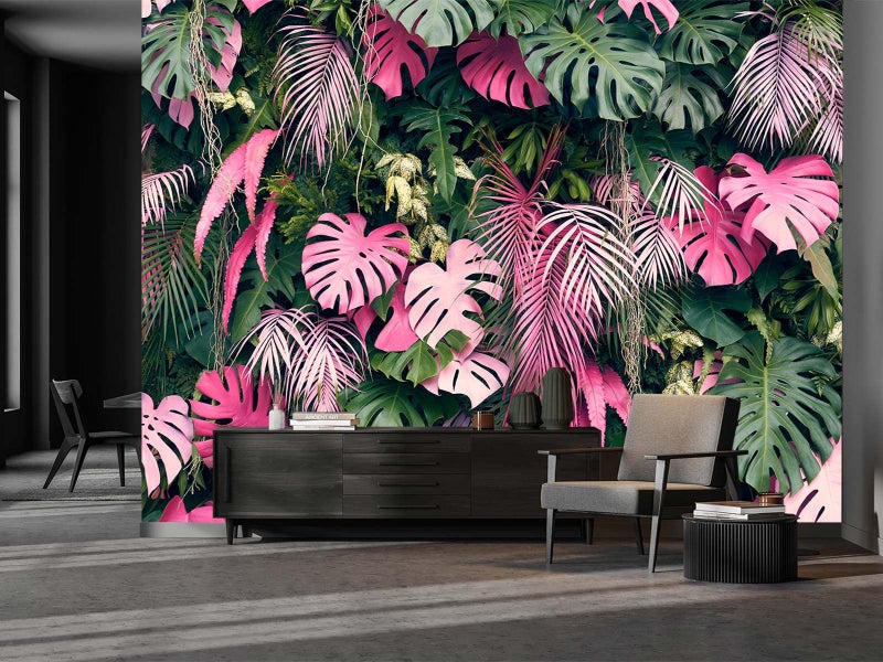 Cliouar-Wall Mural Wallpaper for Bedroom Living Room 3D Mural Monstera Tropical Plant Green Plant Banana Leaf Palm Leaf 103" x 69" (Not Self-Adhesive) - Image 1