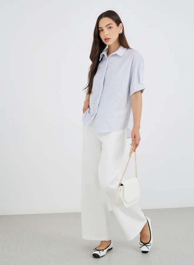 تايك تو Take Two Striped Regular Fit Short Sleeve Shirt