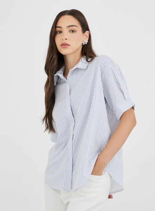 تايك تو Take Two Striped Regular Fit Short Sleeve Shirt