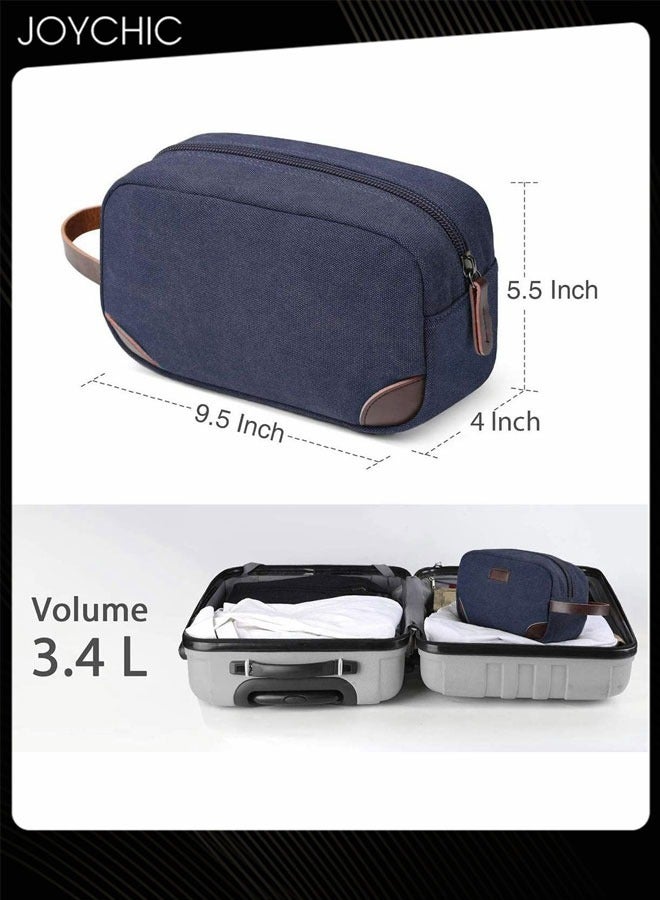 Joychic حقيبة مستحضرات التجميل القابلة للسفر السميكة للنساء والرجال، حقيبة تنظيم قماش محمولة، حقيبة حلاقة، حقيبة حمام مع مقبض، زرقاء داكنة - Image 5