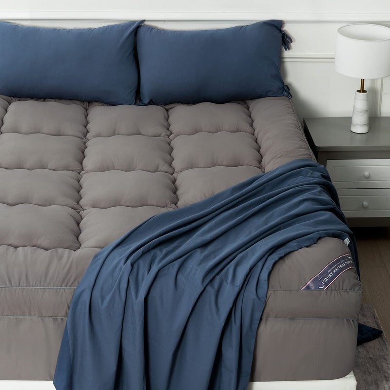 Marine Moon Marine Moon Mattress Topper Queen Marine Moon Cooling Bed Topper Cover Thick Soft Pillow Top Mattress Pad Plush Hotel Down Alternative Mattress Topper with 821 Deep Pocket Grey