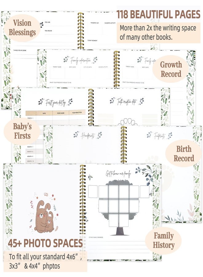 EUUBIRD Keepsake Memory Book for Baby Boy or Girls, Gender Neutral Baby Memory Scrapbook, Baby Photo Album, Baby Book to Record Baby's Milestones and Journal from Birth to 5 Years | Newborn Gift (Rabbit) - Image 4