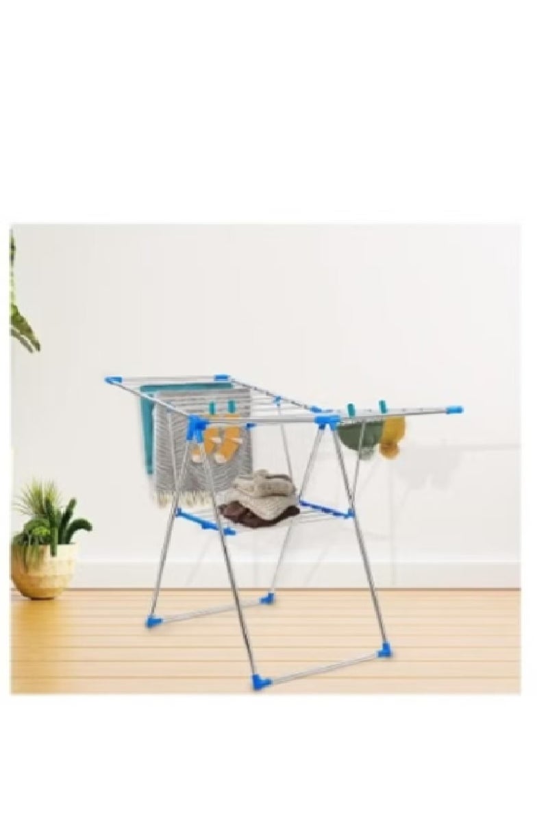 Clothes Dryer Rack White & Blue 150x104x60cm Space-Saving Vertical Clothes Drying Rack Multi-Tier Foldable Laundry Dryer Portable Clothes Drying Solution - Image 1