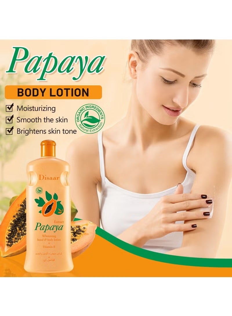 ديسار لوشن تبييض الجسم للبشرة بالبابايا، مرطب غني بفيتامين E يزيل الميلانين ويحافظ على نعومة البشرة، لوشن الجسم بالبابايا 600 مل. - Image 2