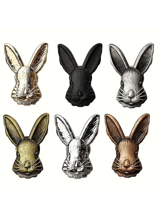 4 Silvery Rabbit Shaped Metal Hooks Set For Wardrobe Drawer Cabinet Decoration Storage - Image 1