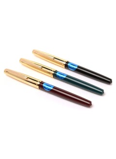 Hero Pen Original Fountain Pen Iridium Fine Nib 330 Golden Cap Black Green Maroon Color Ink Pen - Pack of 3