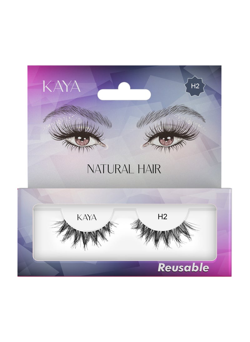 kaya - Soft Natural Eyelashes With 3D Effect, Lightweight And Reusable Up To 8 Times, Perfect For Daily Wear And Special Occasions For Long-Lasting Beauty H2 - Image 1
