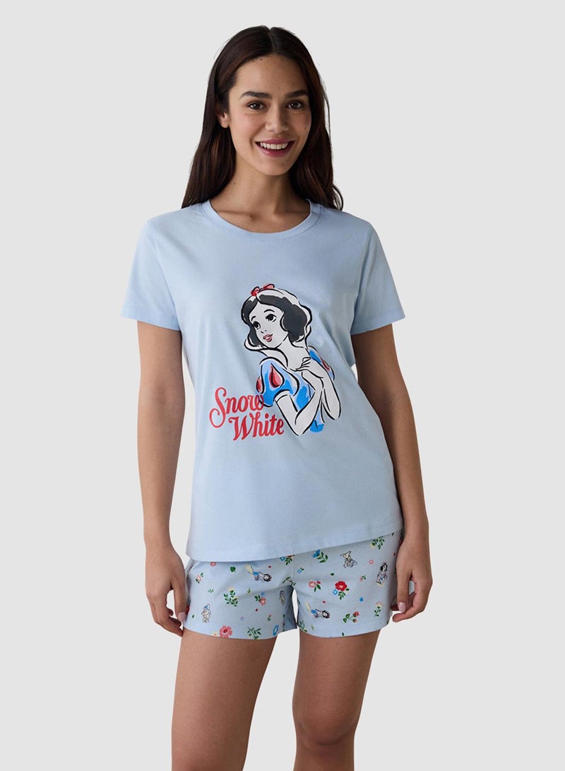 Penti Light Blue Pyjama Set With Floral Shorts - Image 1