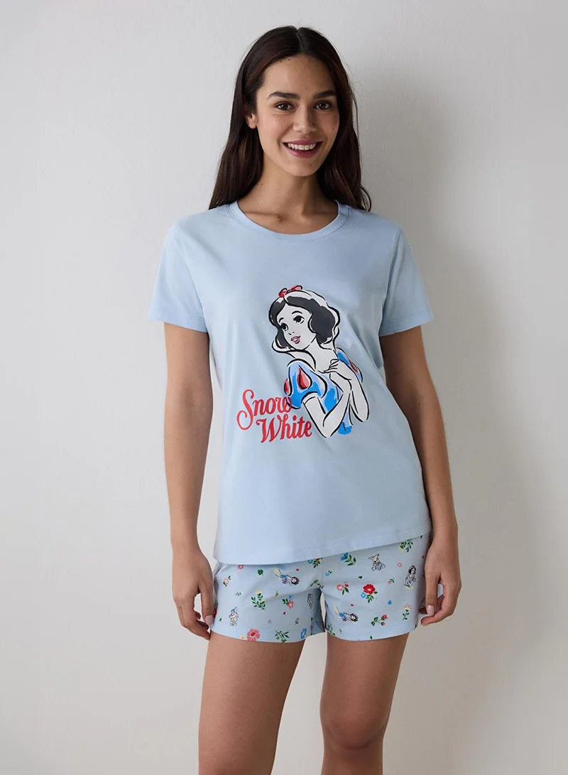 بنتي طقم بيجاما أزرق فاتح بشورت مزهر