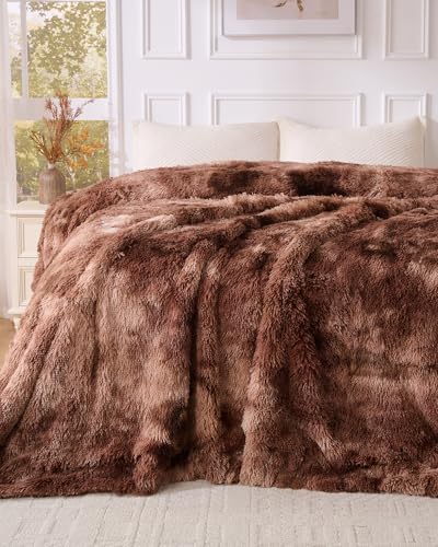 UINIU Super Soft Fluffy Faux Fur Sherpa Fleece Blankets Queen Size for Bed Bedroom Decor Winter Big Blankets Thick Warm Fuzzy Plush Heavy Bedding Cozy Gifts for Women Men Mom Dad 90 x 90 - Image 1