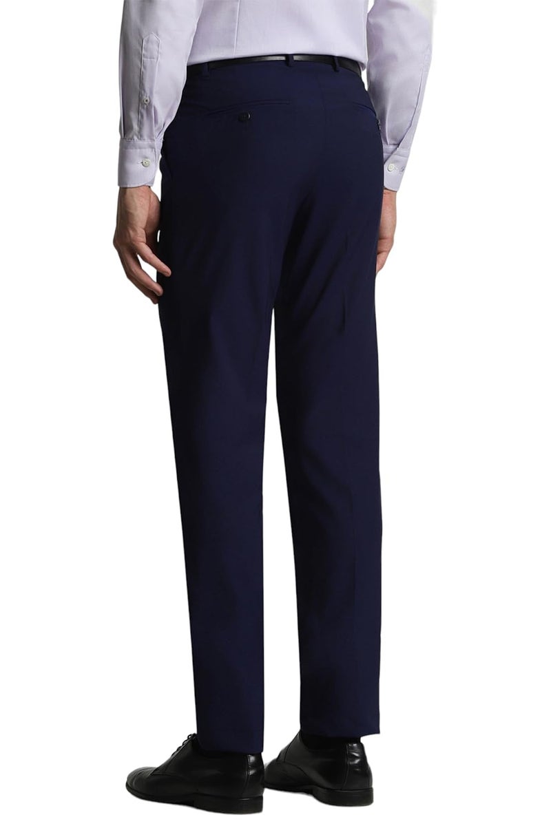 Peter England Men Navy Solid Slim Fit Formal Trousers - Image 3