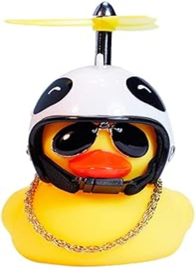 wonuu wonuu Rubber Duck Toy Car Ornaments Yellow Duck Car Dashboard Decorations with Propeller Helmet 