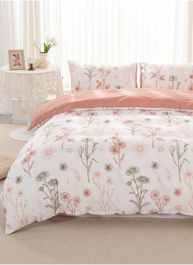 LUNA Home - King size 6-piece peach bedding set featuring a botanical floral design duvet cover. - Image 1