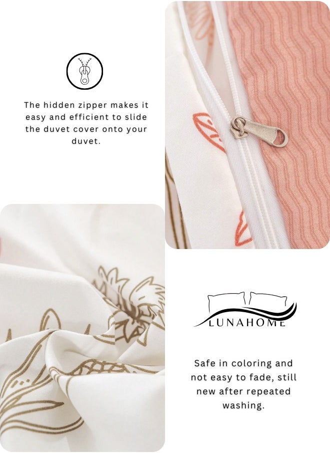 LUNA Home - King size 6-piece peach bedding set featuring a botanical floral design duvet cover. - Image 1